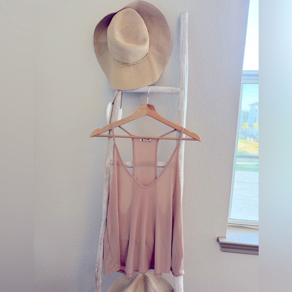 Free People Sheer Tan Sleeveless Top